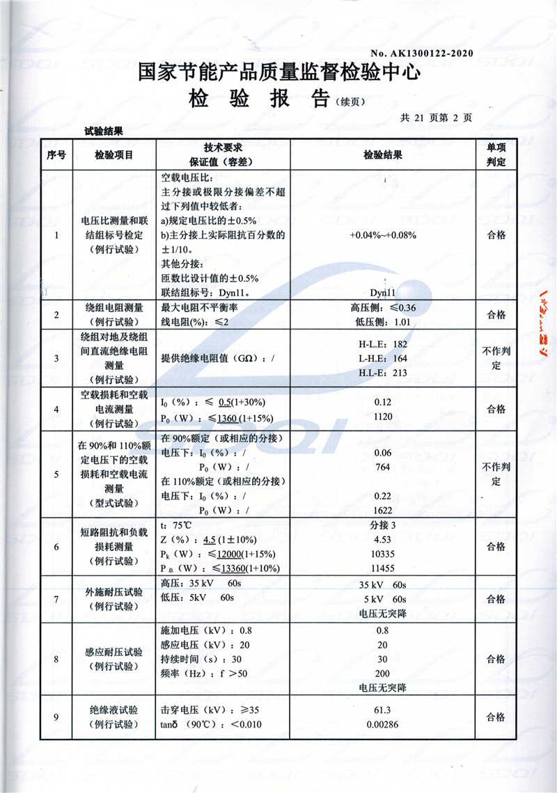 高低压试验报告-S11-1250青海青海青海油浸式变压器-2.jpg